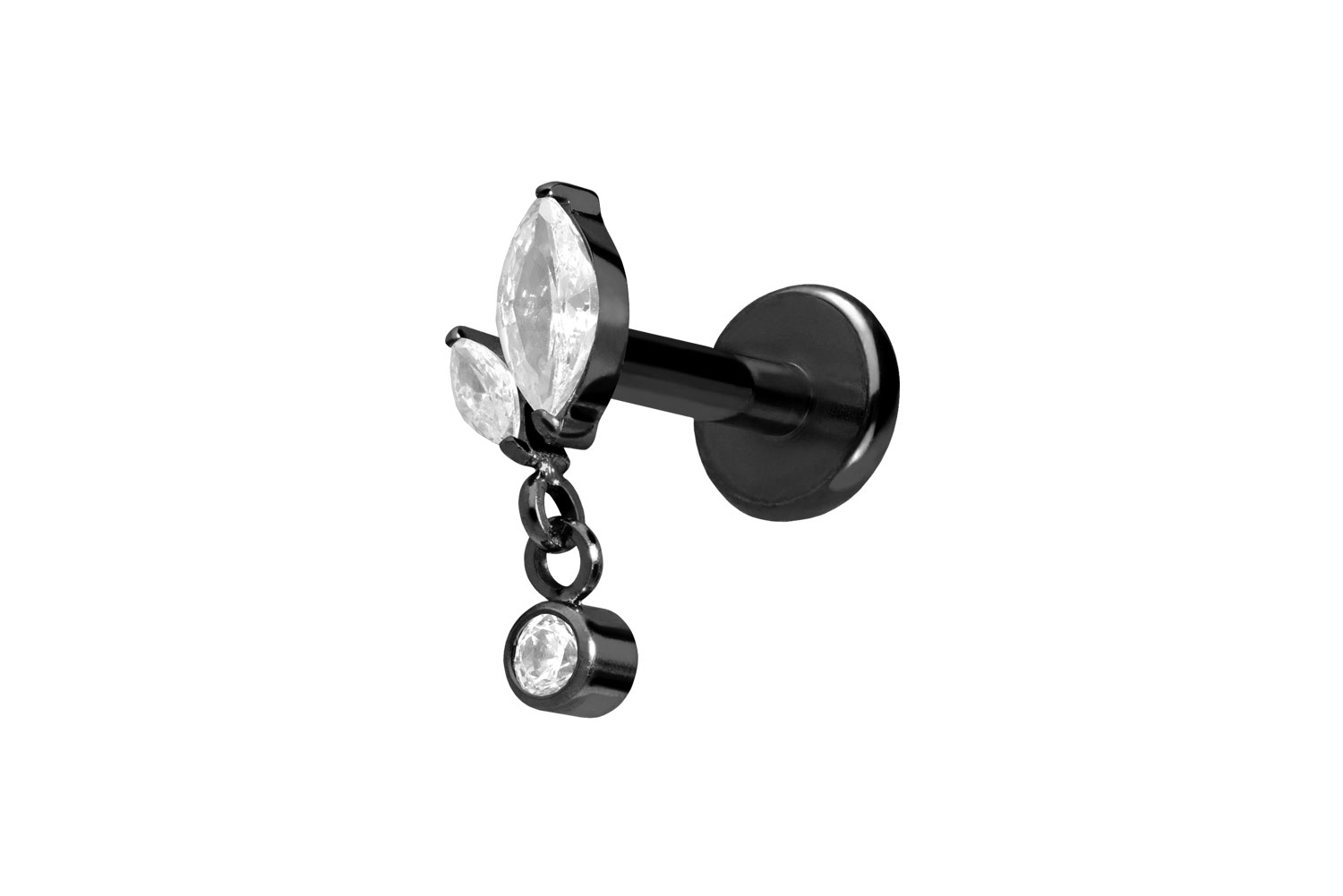 Titan Labret Piercing mit Push Fit KNOSPE + KRISTALL